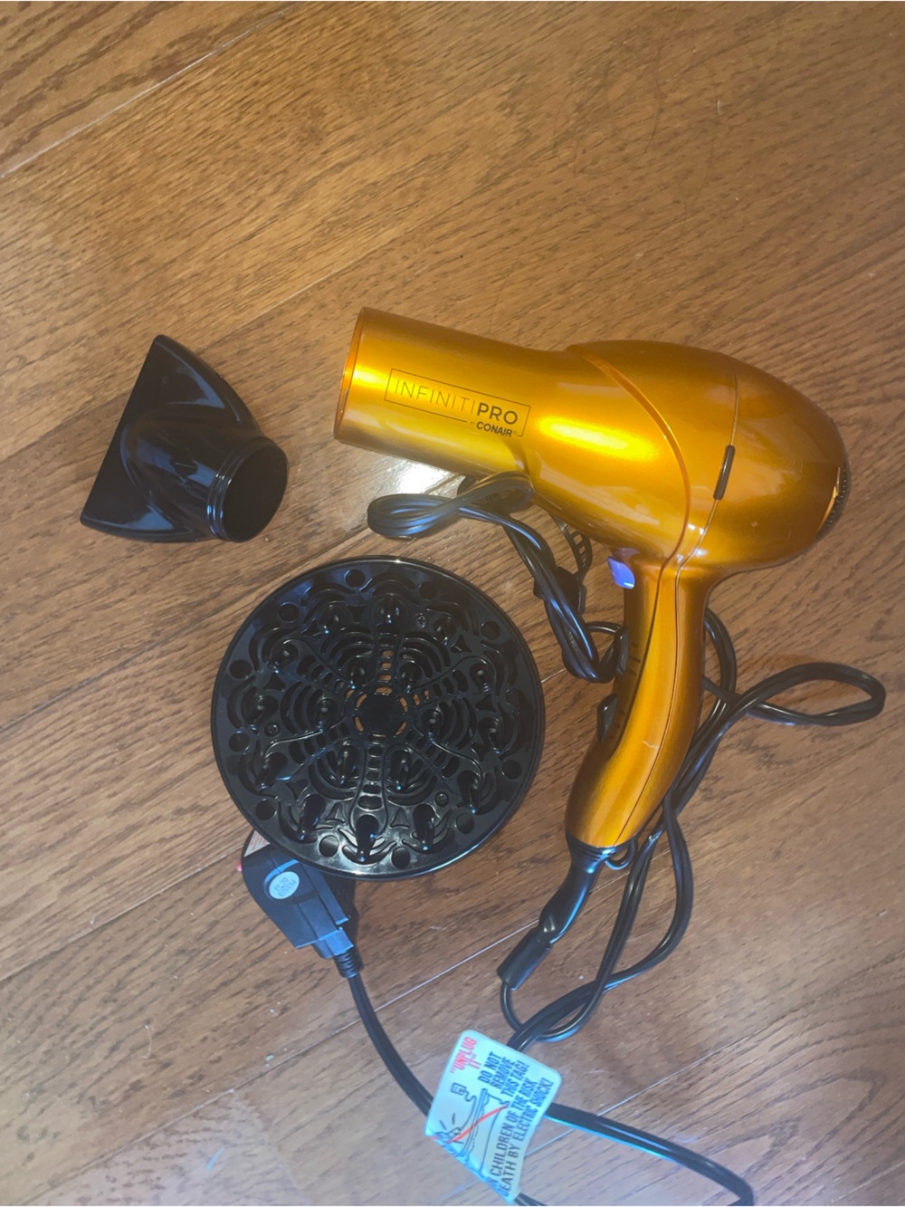CONAIR Infiniti Pro Copper Gold Hair Dryer with Concentrator Nozzle